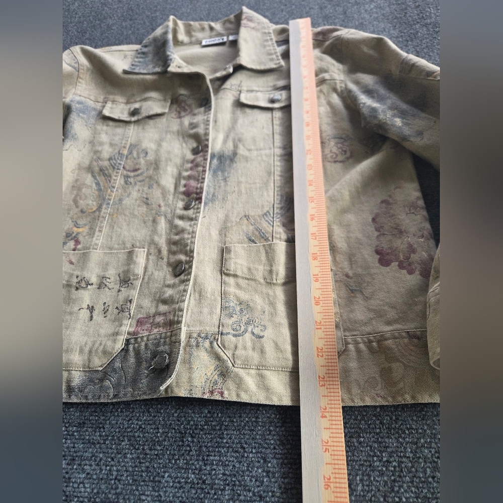 Chico's Beige Patterned Jean Jacket - image 2